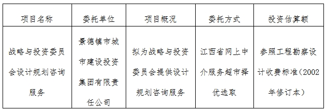 戰略與投資委員會設計規劃咨詢服務計劃公告　　　　